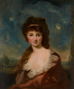 Portræt af en dame, der siges at være Harriet Rochfort (1758-1854) Ifølge etiket på bagsiden (olie på lærred)