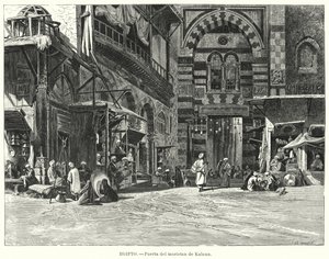 Indgang til komplekset Qalawun, Kairo, Egypten (litho) af Carl Friedrich Heinrich (after) Werner