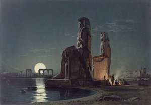 Memnons kolosser, Theben, en af 24 illustrationer fremstillet af G.W. Seitz, trykt omkring 1872 af Carl Friedrich Heinrich Werner