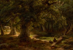 Egeskov med hvilende jæger