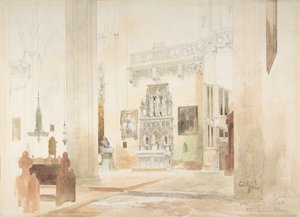 Interiør af Saint Severin-kirken i Erfurt, 1855. af Carl Georg Anton Graeb