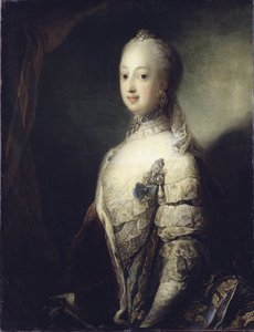 Sophie Madeleine af Danmark, Dronning af Sverige og Finland - Portræt af Sophia Magdalena af Danmark (1746-1813), Dronning af Sverige, af Pilo, Carl Gustaf (1711-1793). Olie på lærred