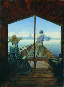 Bådtur på Elben nær Dresden (Morgen på Elben) af Carl Gustav Carus