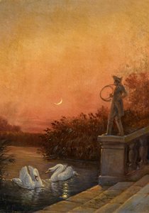 Daggry i nærheden af Moritzburg Slot af Carl Gustav Carus