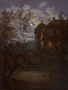 Schloss Milkel i Moonlight, ca. 1833-35.