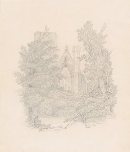 Udsigt over Dunkeld-katedralens vestfacade af Carl Gustav Carus