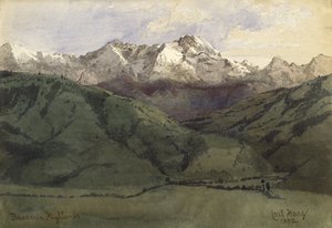 Bavarian Highlands, 1852 (wc på papir) af Carl Haag