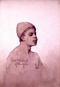 Said Mohamad af Dongola (Sudan) 1873 (blyant og vask på papir) af Carl Haag