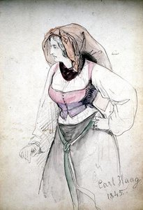 Studie af en dame iført italiensk kostume af Carl Haag