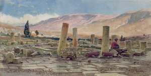 Melike-moskeen nær Baalbek ødelagt af et jordskælv, 1859
