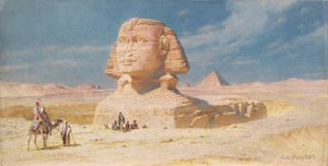 Sfinksen i Giza med Mykerinos-pyramiden, 1874