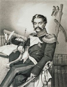 Portræt af Denis Davydov 1784-1839, soldat og digter, begyndelsen af det 19. århundrede. af Carl Hampeln von