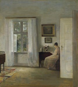 Læseren af Holsø, Carl (1863-1935), - Olie på træ, 70x62,5 - Privat samling af Carl Holsoe