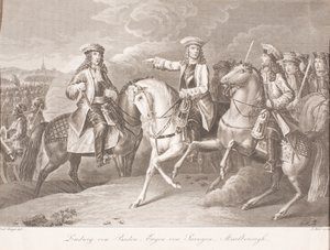 Markgreve Ludwig Wilhelm af Baden-Baden, prins Eugene af Savoyen og John Churchill, hertug af Marlborough af Carl Joseph Geiger
