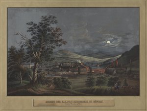 Udsigt over K. K. Private Jernfabrik i Zöptau, ca. 1850. af Carl Julius Rieden