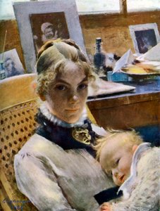 A Studio Idyll: The Artists Wife and their Daughter Suzanne, 1885 1945 af Carl Larsson