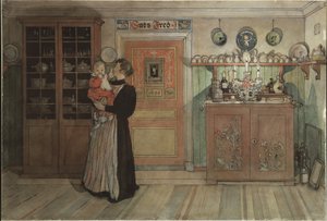 Mellem jul og nytår, fra A Home-serien, ca. 1895 (wc på papir) af Carl Larsson