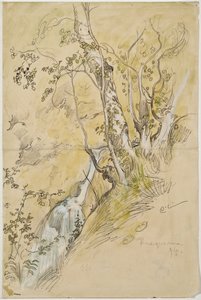 Birketræer ved en bæk af Carl Larsson