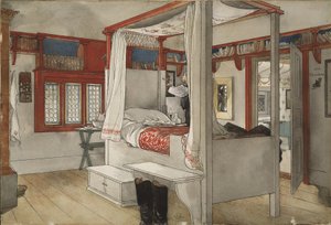 Daddys Room, fra A Home-serien, ca. 1895 (wc på papir) af Carl Larsson