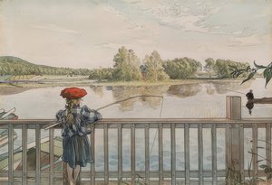 Lisbeth fisker. Omkring 1895 af Carl Larsson