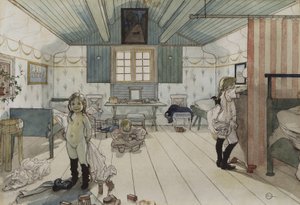 Mammas and the Small Girls Room, fra A Home-serien, ca. 1895 (wc på papir) af Carl Larsson