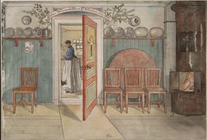 Gamle Anna. Fra »Et hjem« (26 akvareller) af Carl Larsson