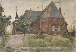 Den gamle kirke i Sundborn. Fra *A Home* (26 akvareller) af Carl Larsson