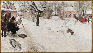 Open-Air-maler. Vintermotiv fra Åsögatan 145, Stockholm af Carl Larsson