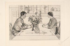 Selvportræt som raderer af Carl Larsson
