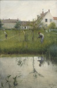 Den gamle mand og planteskolens have af Carl Larsson
