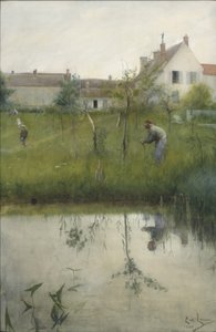 The Old Man and the Nursery Garden, 1883 (wc på papir) af Carl Larsson
