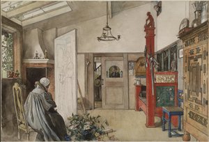 The Studio, fra A Home-serien, ca. 1895 (wc på papir) af Carl Larsson