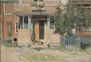 Verandaen. Fra Et hjem (26 akvareller) af Carl Larsson