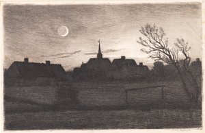 Hornbæk kirke, sommeraften af Carl Locher