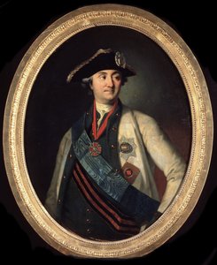 ""Portræt af comte Alexei Grigorievitch Orlov (1737-1808), commandant des Forces navales russes"" (Portræt af den øverstkommanderende for flåden, grev Alexey Grigoryevich Orlov af Chesma (1737-1808)) Peinture de Carl Ludwig Johann Christineck (1732/3-17 af Carl Ludwig Christinek