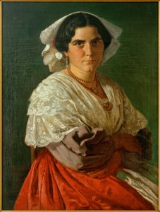 C.L.Jessen, portræt af en italiensk kvinde i nationaldragt
