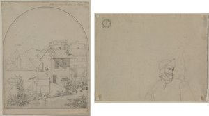 Udsigt fra mit vindue i Rom (recto) Soldat in a Landscape (verso) af Carl Ludwig Tischbein