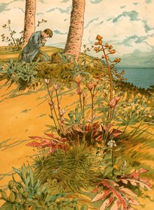 Robinson Crusoe ved bøn i sin 