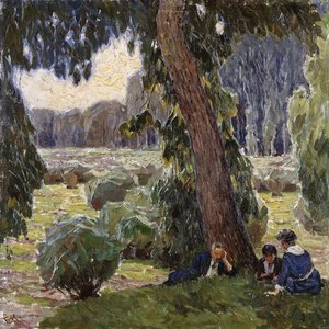 Afslapning i Au; Rast in der Au af Carl Moll