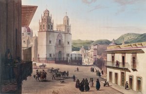 Plaza Mayor de Guanajuato (farvet gravering)