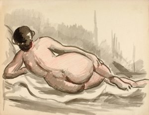 Liggende kvindelig nøgen af Carl Newman