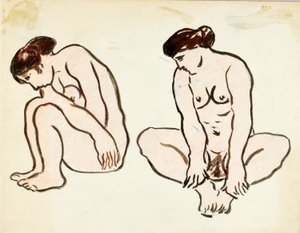 To kvindelige nøgenbilleder, siddende af Carl Newman
