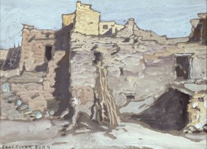 Walpi (tempera på papir) af Carl Oscar Borg
