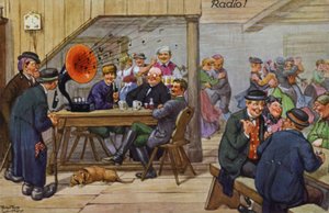 Komiske skildringer af tidlig radio (farve litho) af Carl Robert Arthur Thiele