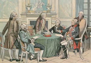Frederik Vilhelm II, konge af Preussen (1744-1797) ved en konsultation om den preussiske almindelige civillovbog (omkring 1790)