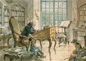 Frederik den Store (1712-1786) i sit arbejdsværelse af Carl Rohling