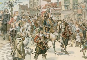 Den store kurfyrsts (1620-1688) ankomst til Haag for hans ægteskab med Louise Henriette af Orange (1627-1667) i 1646 af Carl Rohling