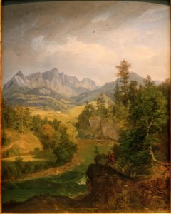 Bjerglandskab med en flod nær Berchtesgaden af Carl Rottmann