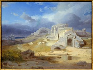 Arkimedes grav i Syracusa. Maleri af Carl Rottmann (1798 - 1850) Ec. Alle.