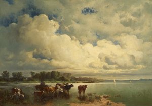 Vandlandskab med køer af Carl Schweninger d. Ä.